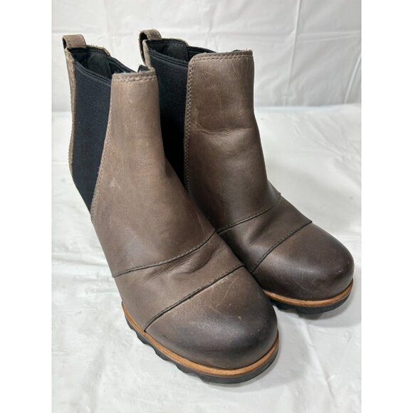 Sorel Shoes - SOREL Lea Wedge Brown Waterproof Leather Boots Size 6.5